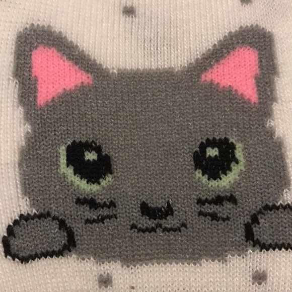 Kitty Socks White Gray Cute Cat Ankle Socks Hosiery Socks NWT FINAL SALE - Picture 3 of 6